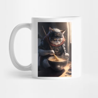 Shinobi cat eating ramen noodle, animae, japanese, food, ninja Mug